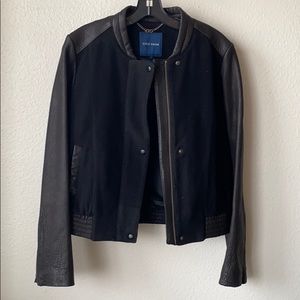 Cole Haan wool & lambskin leather bomber coat sz s